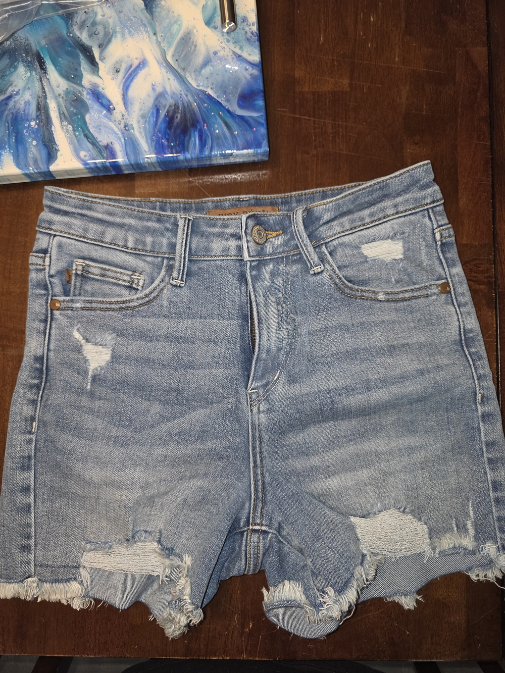 Judy Blue Light Blue Distressed Denim Jean Shorts
